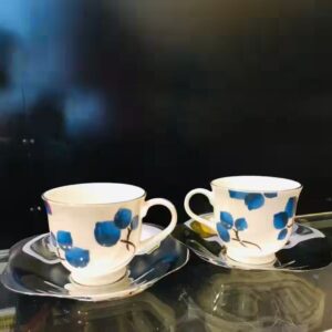 Arttdinox Blueberry Large Cup & Saucer Set Of 2